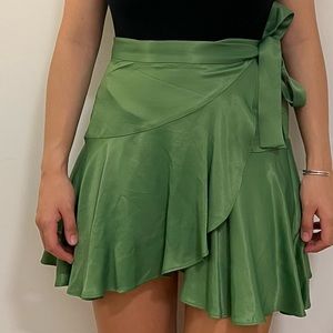 Zara Green Silk Skirt